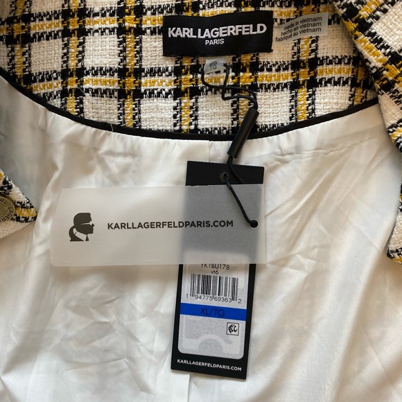 Karl Lagerfeld White and Yellow Plaid Jacket, New XL (fit size 14/16. Great fit! - Picture 8 of 8